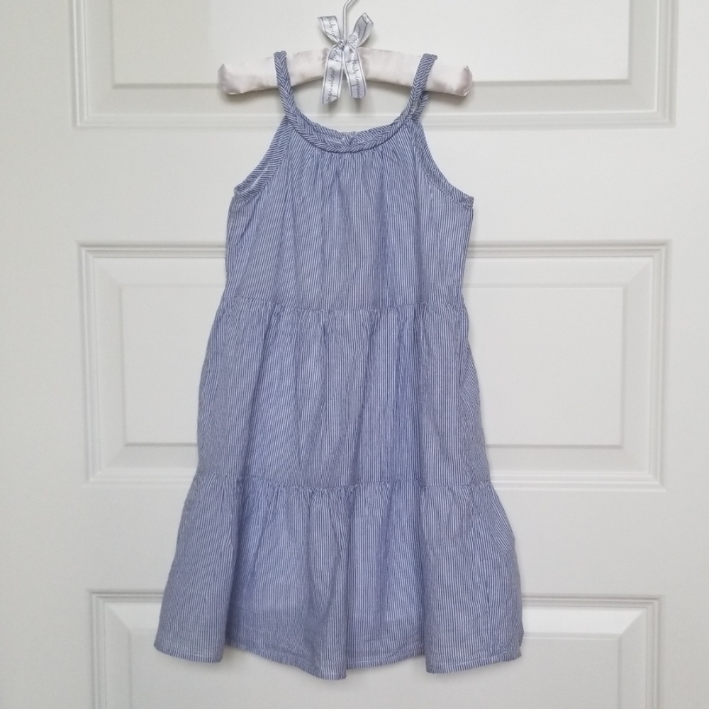 Navy and white striped dress
